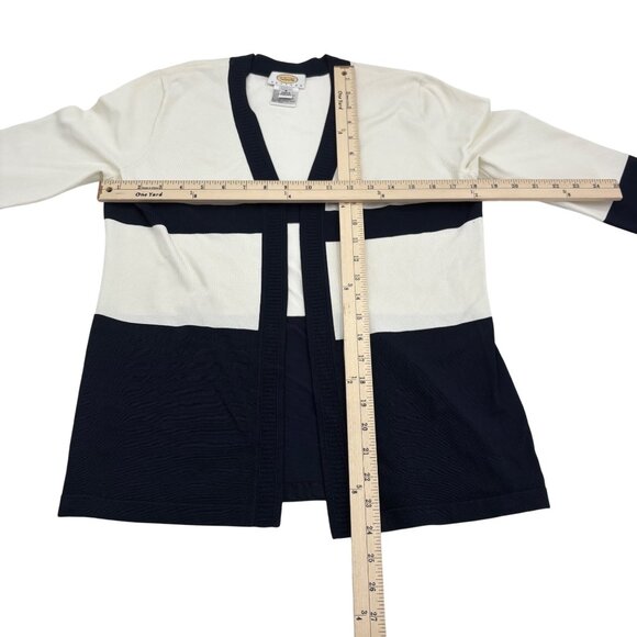 Talbots Black & White Colorblock Open Front Cardigan Sweater Small 3/4 sleeves - Picture 4 of 5